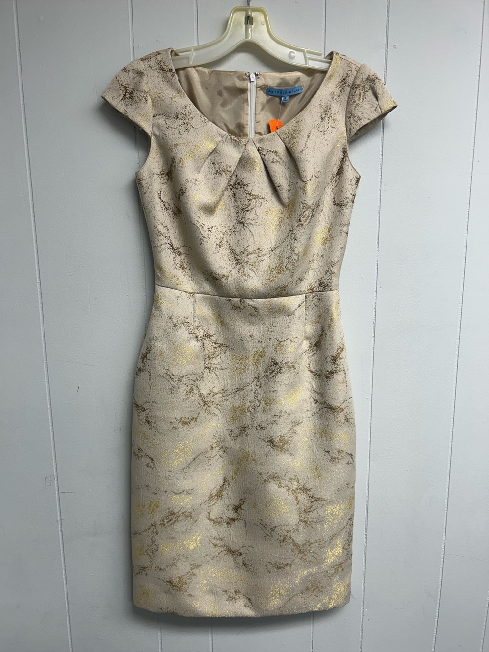 ANTONIO MELANI Cream Dress with Gold Marble Print